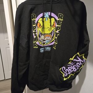 Black Graphic Reptar Hoodie